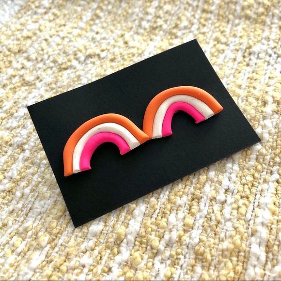 Jewelry - Clay rainbow stud earrings
